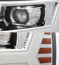 Load image into Gallery viewer, AlphaRex 07-13 Chevy 1500 LUXX LED Proj Headlights Plank Design Chrome w/ Activ Light/Seq Signal/DRL