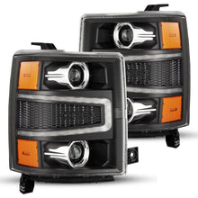 Load image into Gallery viewer, AlphaRex 14-15 Chevy 1500 PRO-Series Projector Headlights Black w/ Sequential Signal &amp;  DRL