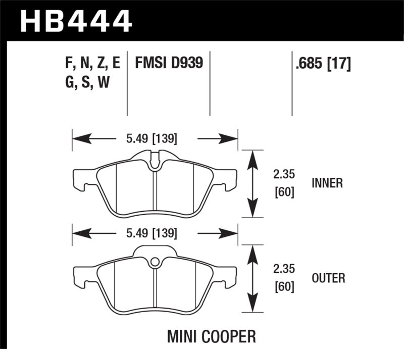 Hawk 02-06 Mini Cooper / Cooper S Blue  Race Front Brake Pads