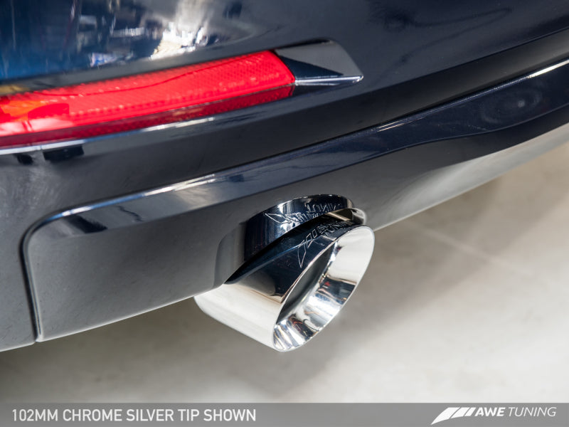 AWE Tuning BMW F30 320i Touring Exhaust & Performance Mid Pipe - Chrome Silver Tip (102mm)