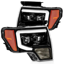 Load image into Gallery viewer, AlphaRex 09-14 Ford F-150 LUXX LED Proj Headlights Plank Style Jet Blk w/Activ Light/Seq Signal/DRL