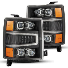 Load image into Gallery viewer, AlphaRex 04-15 Chevy 1500HD NOVA-Series LED Proj Headlights Black w/Activ Light/Seq Signal &amp; SB DRL