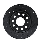R1 17-25 Audi Q2 (Mexico) Rear Right Drilled & Slotted Black Brake Rotor