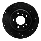 R1 91-01 BMW 850CI Rear Right Drilled & Slotted Black Brake Rotor