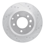 R1 03-18 Audi Q7 Rear Right Drilled & Slotted Silver Brake Rotor