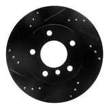 R1 03-08 BMW Z4 Rear Left Drilled & Slotted Black Brake Rotor