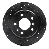 R1 89-95 BMW 530I Rear Left Drilled & Slotted Black Brake Rotor
