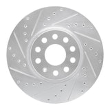 R1 05-25 Audi Q3 Front Left Drilled & Slotted Silver Brake Rotor