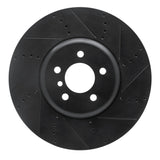 R1 09-17 BMW 550I GT Right Front Drilled & Slotted Black Brake Rotor