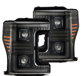 AlphaRex 17-19 Ford F-250/350/450/550 Super Duty PRO-Series Proj Headlights Alpha-Bk w/SS & DRL