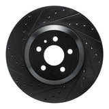 R1 17-25 Tesla Model 3 Front Left Drilled & Slotted Black Brake Rotor
