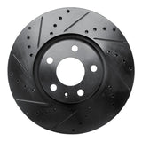 R1 05-11 Audi A6 Quattro Front Left Drilled & Slotted Black Brake Rotor