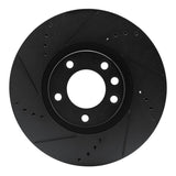 R1 11-18 Porsche Cayenne Right Front Drilled & Slotted Black Brake Rotor