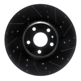 R1 12-15 Audi TTS Quattro Front Right Drilled & Slotted Black Brake Rotor