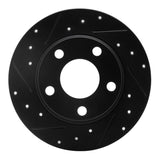 R1 99-05 Audi Allroad Rear Left Drilled & Slotted Black Brake Rotor