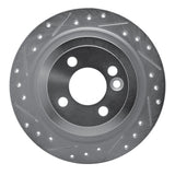R1 09-14 Mini Cooper Clubman Rear Left Drilled & Slotted Silver Brake Rotor