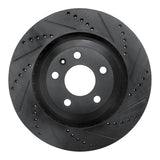 R1 05-11 Audi A6 Quattro Rear Right Drilled & Slotted Black Brake Rotor