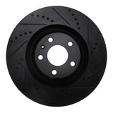 R1 05-11 Audi A6 Quattro Front Right Drilled & Slotted Black Brake Rotor