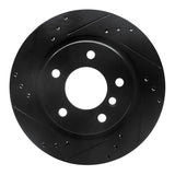 R1 99-06 BMW 323I Rear Left Drilled & Slotted Black Brake Rotor