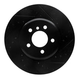 R1 11-19 BMW ActiveHybrid 5 Front Right Drilled & Slotted Black Brake Rotor