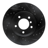 R1 01-08 BMW 330I Front Right Drilled & Slotted Black Brake Rotor