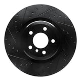 R1 09-19 BMW 750LI Rear Left Drilled & Slotted Black Brake Rotor