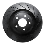 R1 07-11 Audi S6 Rear Right Drilled & Slotted Black Brake Rotor