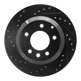 R1 03-18 Audi Q7 Rear Left Drilled & Slotted Black Brake Rotor