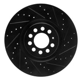 R1 00-06 Audi TT Quattro Front Right Drilled & Slotted Black Brake Rotor