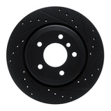 R1 01-06 BMW 330I Rear Right Drilled & Slotted Black Brake Rotor