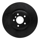 R1 09-19 BMW 760LI Rear Right Drilled & Slotted Black Brake Rotor