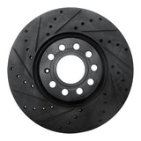R1 97-06 Audi A6 (USA/Canada) Front Left Drilled & Slotted Black Brake Rotor