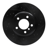 R1 02-08 BMW 760LI Front Right Drilled & Slotted Black Brake Rotor