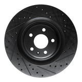 R1 17-25 Audi Q8 e-Tron Rear Right Drilled & Slotted Black Brake Rotor