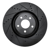 R1 12-20 Audi A7 Quattro Front Right Drilled & Slotted Black Brake Rotor