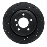 R1 01-06 BMW 330CI Rear Left Drilled & Slotted Black Brake Rotor