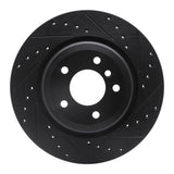 R1 06-15 BMW 335XI Rear Right Drilled & Slotted Black Brake Rotor