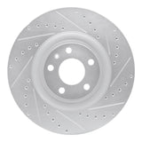 R1 04-09 Audi S4 Front Right Drilled & Slotted Silver Brake Rotor