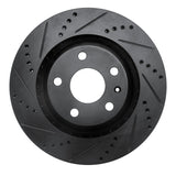 R1 08-15 Audi TTS Quattro Rear Left Drilled & Slotted Black Brake Rotor
