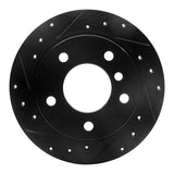 R1 95-99 BMW 318TI Rear Left Drilled & Slotted Black Brake Rotor