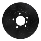 R1 00-03 BMW 530I Front Right Drilled & Slotted Black Brake Rotor