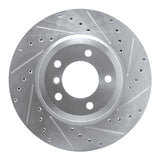 R1 01-08 BMW 330CI Front Right Drilled & Slotted Silver Brake Rotor