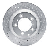 R1 2019-2023 Porsche Cayenne Rear Right Drilled & Slotted Silver Brake Rotor