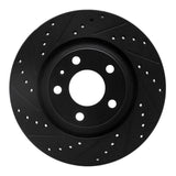 R1 04-09 Audi S4 Rear Left Drilled & Slotted Black Brake Rotor