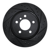 R1 11-16 BMW 535I Rear Right Drilled & Slotted Black Brake Rotor