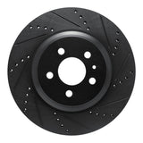 R1 17-25 Tesla Model 3 Rear Right Drilled & Slotted Black Brake Rotor