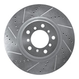 R1 2001-2006 BMW M3 Right Front Drilled & Slotted Silver Brake Rotor