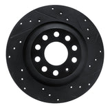 R1 05-11 Audi A6 Quattro Rear Right Drilled & Slotted Black Brake Rotor