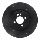 R1 09-14 Mini Cooper (Excl Clubman) Front Right Drilled & Slotted Black Brake Rotor
