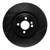 R1 13-13 Mini Cooper (Excl Clubman) Front Right Drilled & Slotted Black Brake Rotor